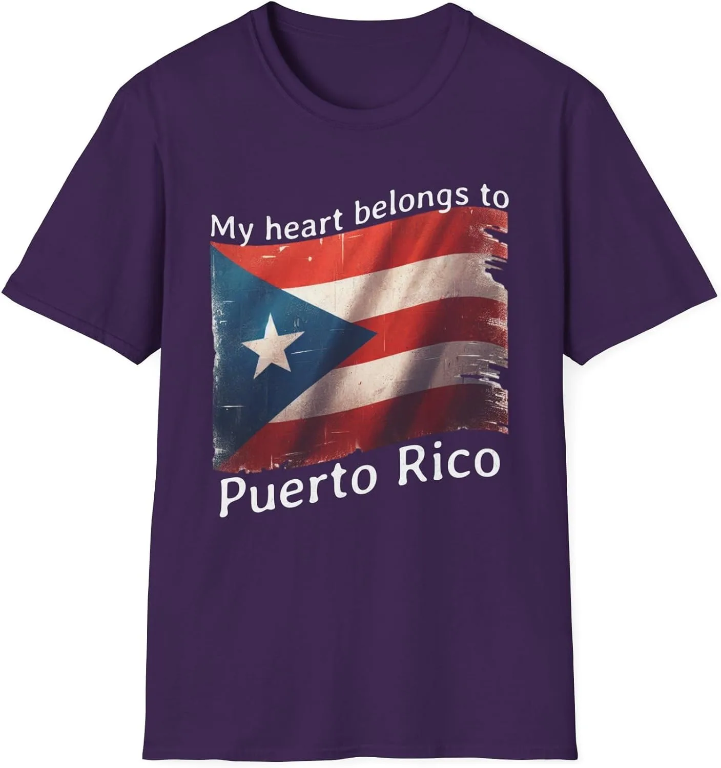 Футболка с принтом "My Heart Belongs to Puerto Rico" и флагом Пуэрто-Рико, к Национальному месяцу латиноамериканского наследия, подарок для латиноа или латино GENERIC, фиолетовый