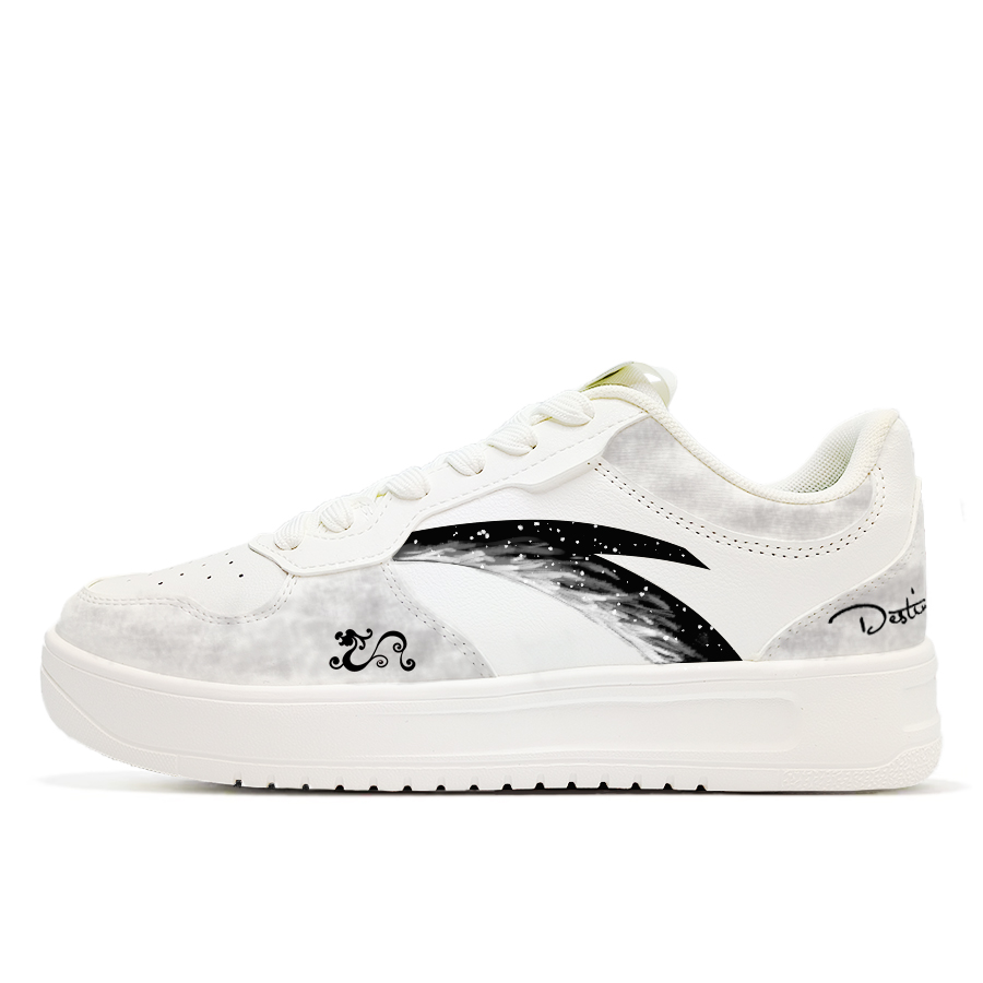 

ANTA Скользоустойчивые амортизирующие износостойкие мужские скейтерские кеды низкие белые черно-белые, цвет White Black