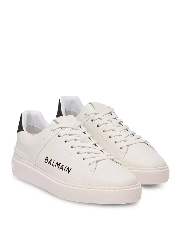 Кожаные кроссовки B-Court Balmain, Black/White