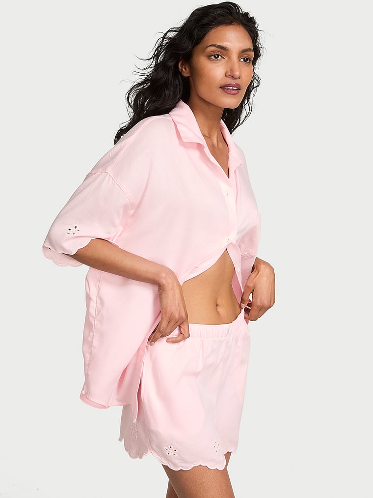 

Короткий пижамный комплект из модала и хлопка с люверсами Victoria'S Secret, angel pink