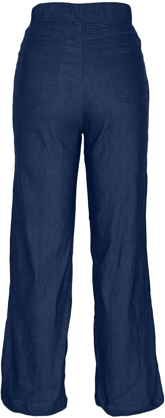 Джинсы женские Pull on Denim Pants High Waisted Palazzo Wide Leg — фото 3