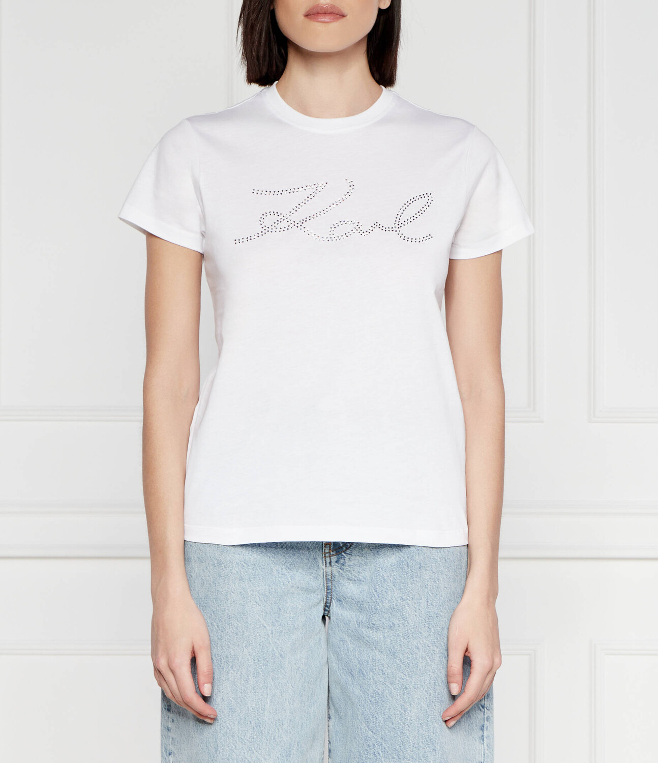 

Футболка Karl Lagerfeld rhinestone Regular Fit, белый