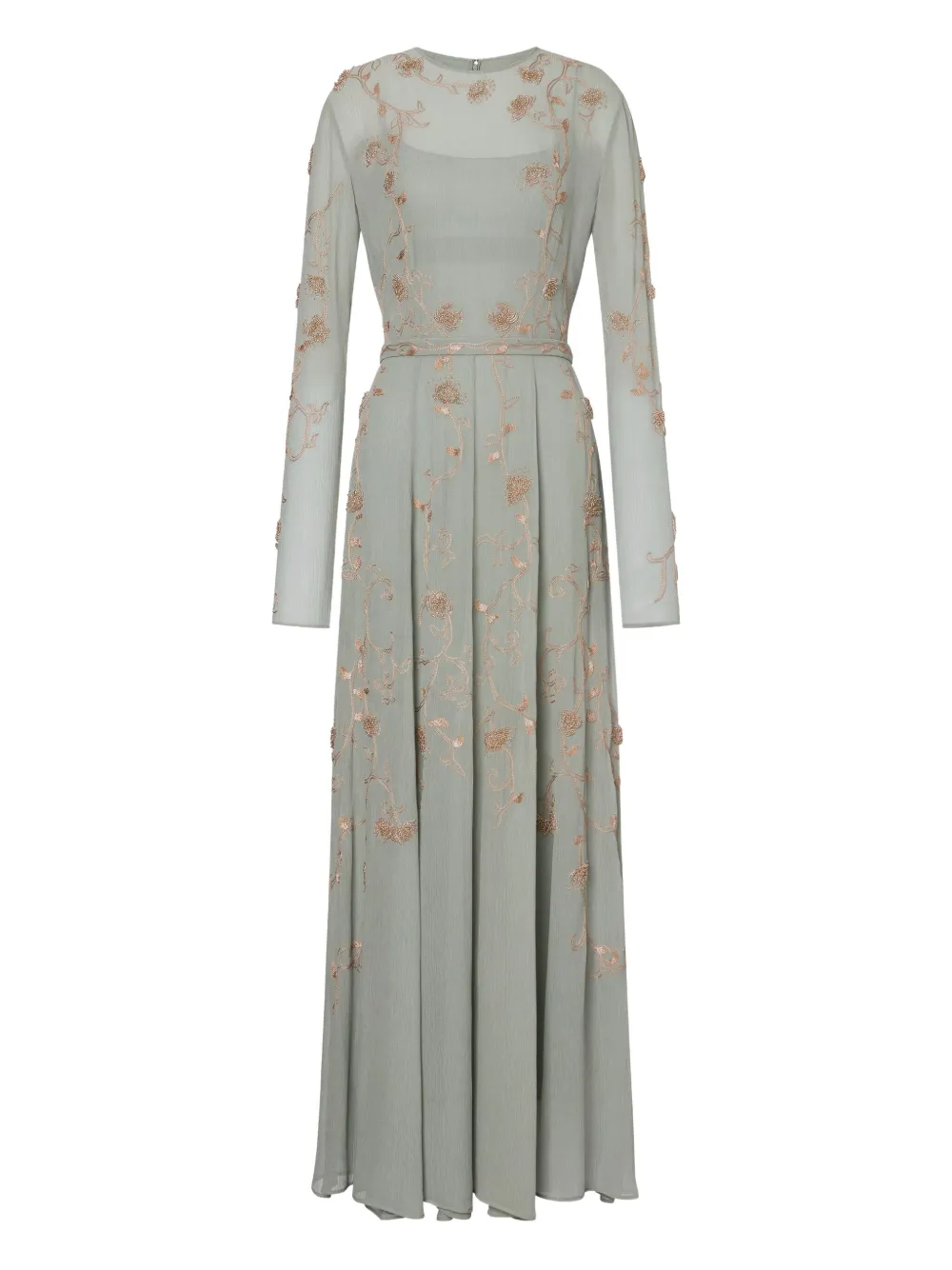 

Платье с цветочной вышивкой Alberta Ferretti, серый