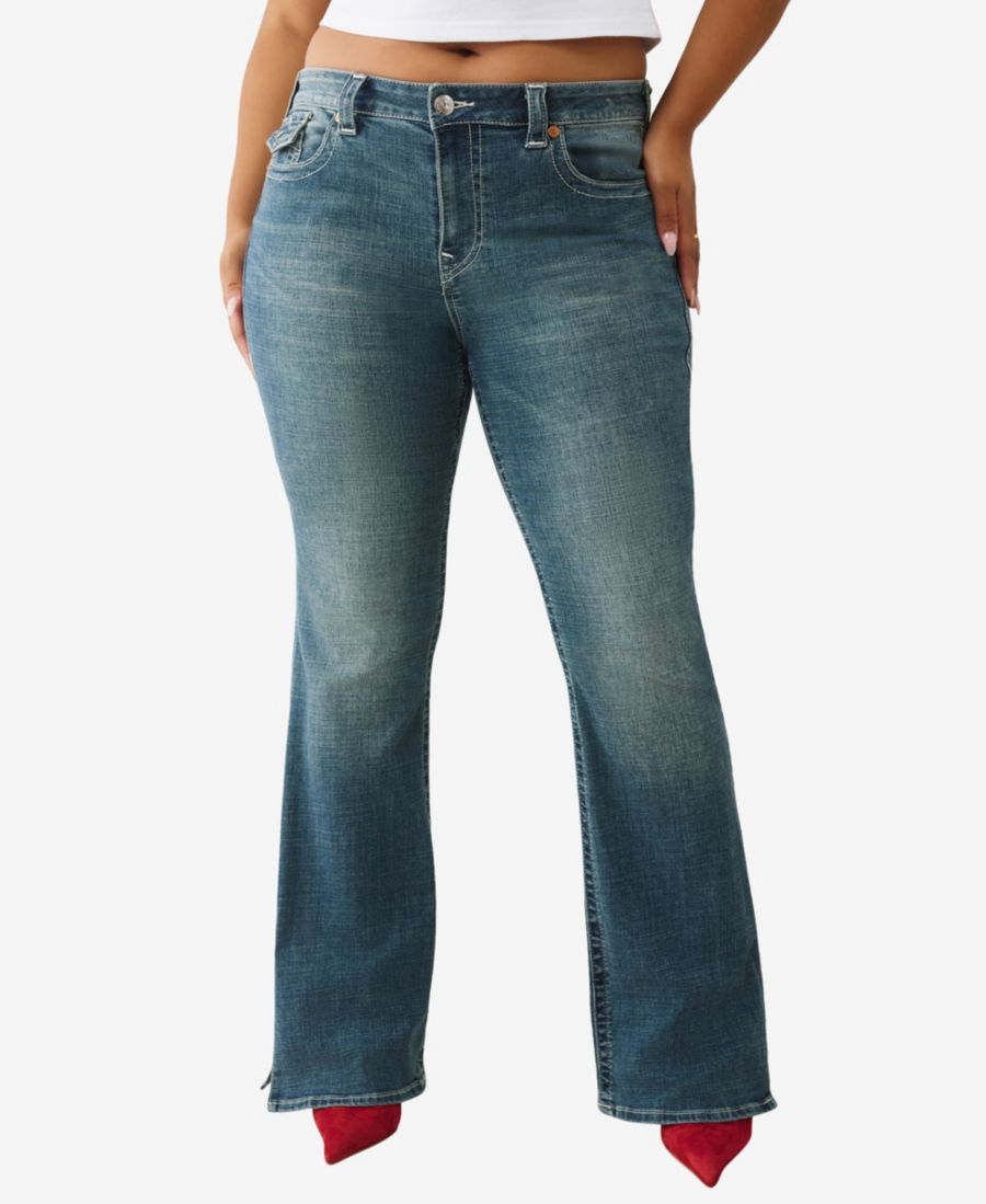 

Джинсы Becca Bootcut Flap Jeans больших размеров с боковыми разрезами True Religion, Honey Crisp