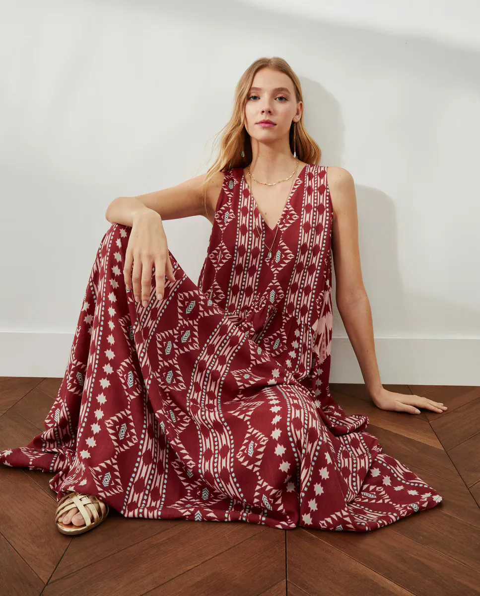 

Макси-платье с панелями Southern Cotton, красный