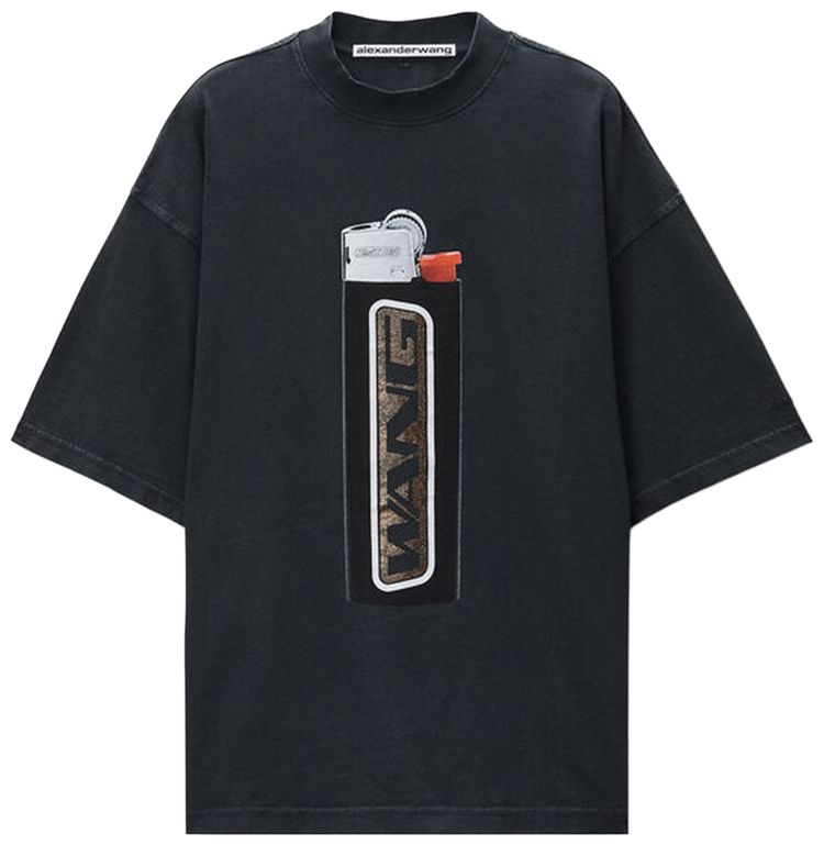 

Футболка с коротким рукавом Alexander Wang с графическим рисунком в светло-черном цвете, Черный, Футболка с коротким рукавом Alexander Wang с графическим рисунком в светло-черном цвете