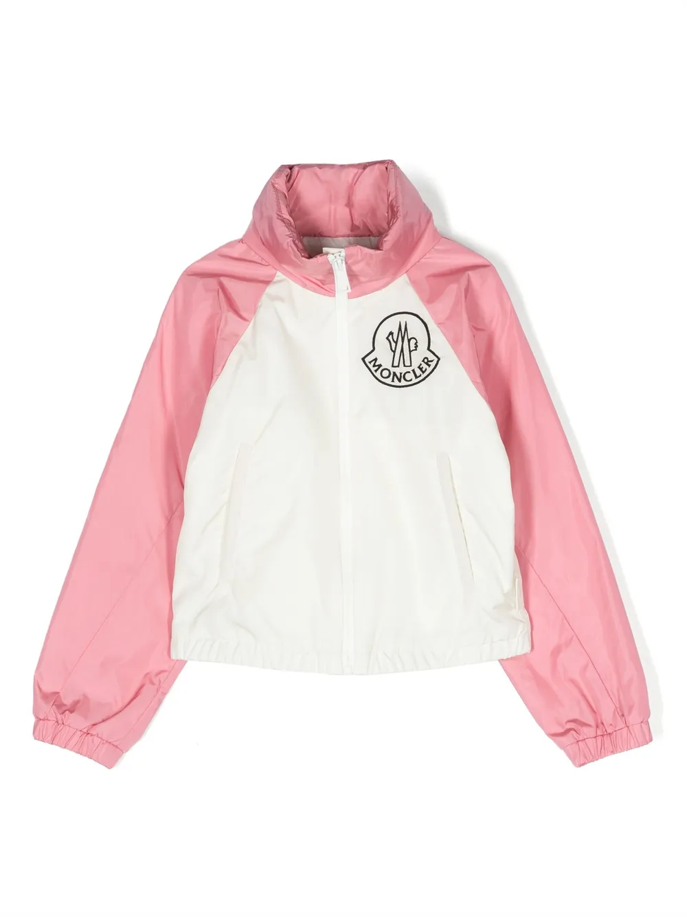 

Бомбер в стиле колор-блок на молнии Moncler Enfant, белый