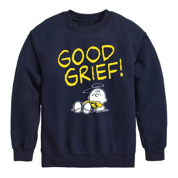 

Мальчики 8-20 флисовая толстовка Peanuts Good Grief Licensed Character, синий