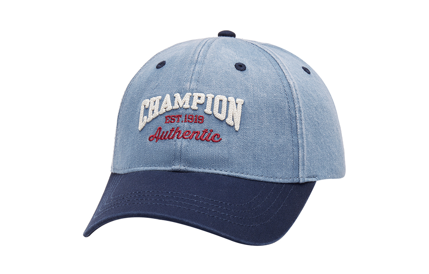 

Champion Хлопковая бейсболка унисекс, Light Denim Blue/Navy
