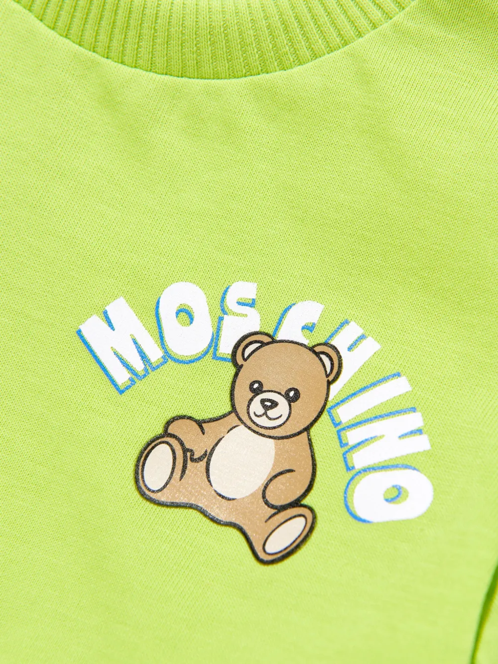 Футболка с принтом мишки Moschino Kids, зеленый — фото 4