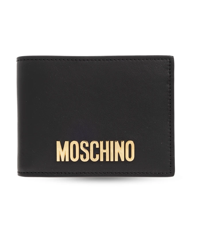 

Кожаный кошелек с логотипом Moschino, черный