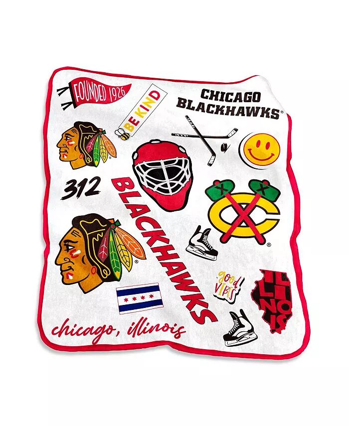 

Плюшевое покрывало Native Raschel Chicago Blackhawks 50 x 60 дюймов Logo Brands, мультиколор