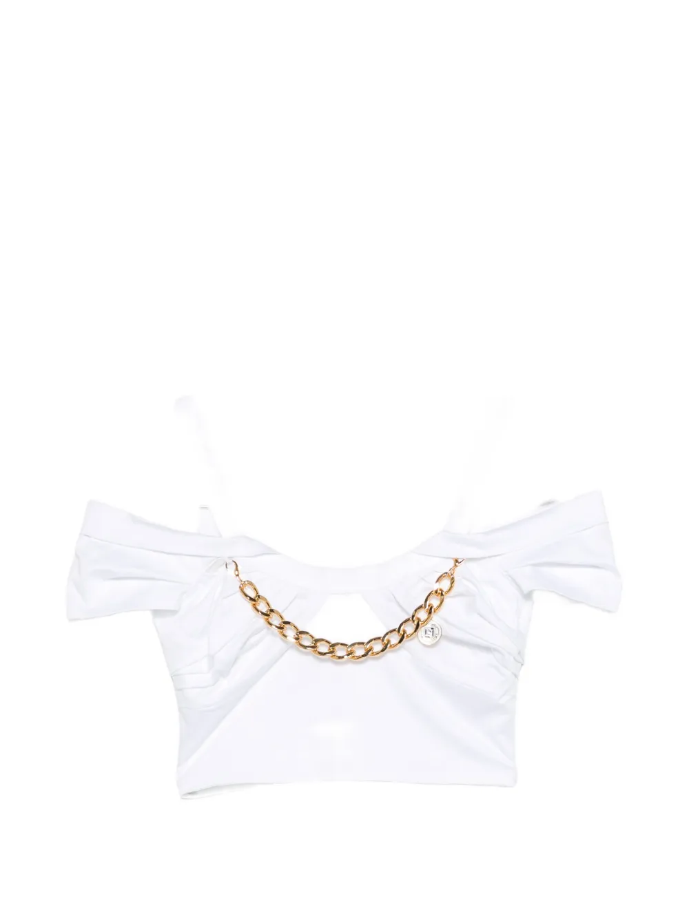 

Топ с открытыми плечами и цепочками Elisabetta Franchi, белый