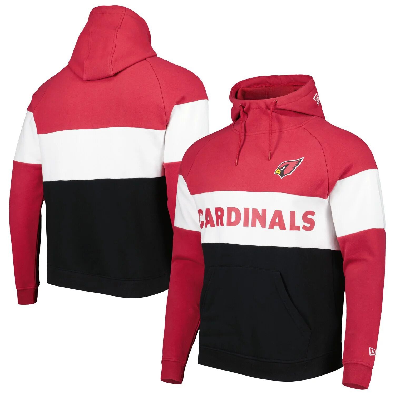 

Мужской черный/кардинал Arizona Cardinals с цветными блоками Current пуловер с капюшоном New Era