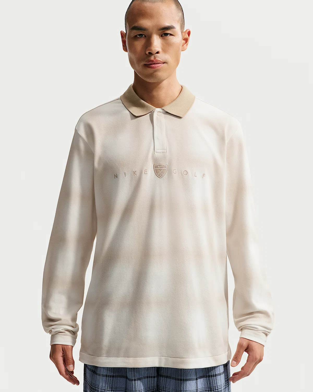 Мужское поло Nike Fairway Fresh Dri-FIT свободного кроя с длинным рукавом, Sail/Limestone