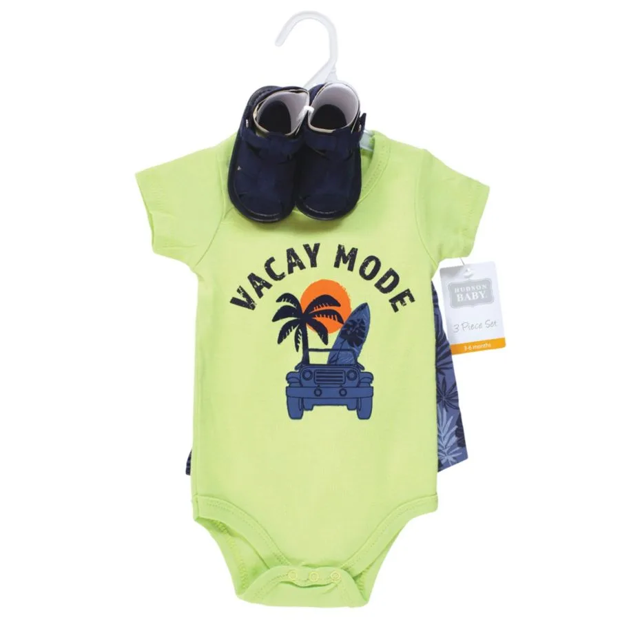 Хлопковый боди, шорты и комплект обуви Hudson Baby, Vacay Mode — фото 2