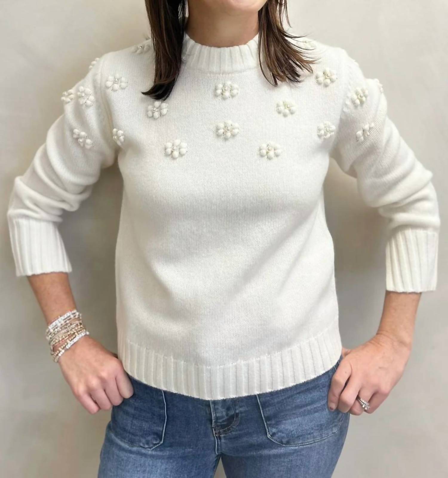 

Свитер Merino Pearl Bobble в кремовом цвете Alashan Cashmere