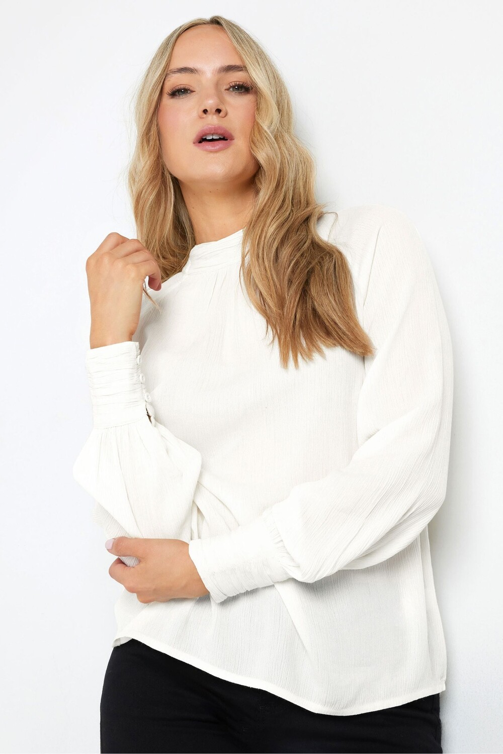 

Топ с высоким воротом и складками Long Tall Sally, бежевый