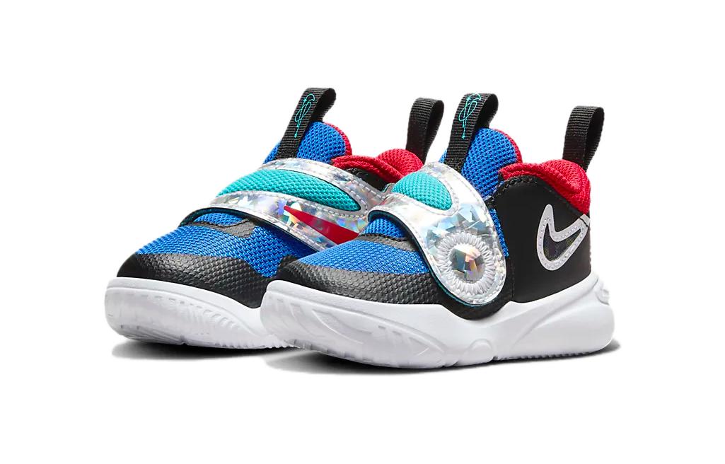 Team Hustle D 11 Дышащие низкие кроссовки для малышей черно-белые Nike — фото 3