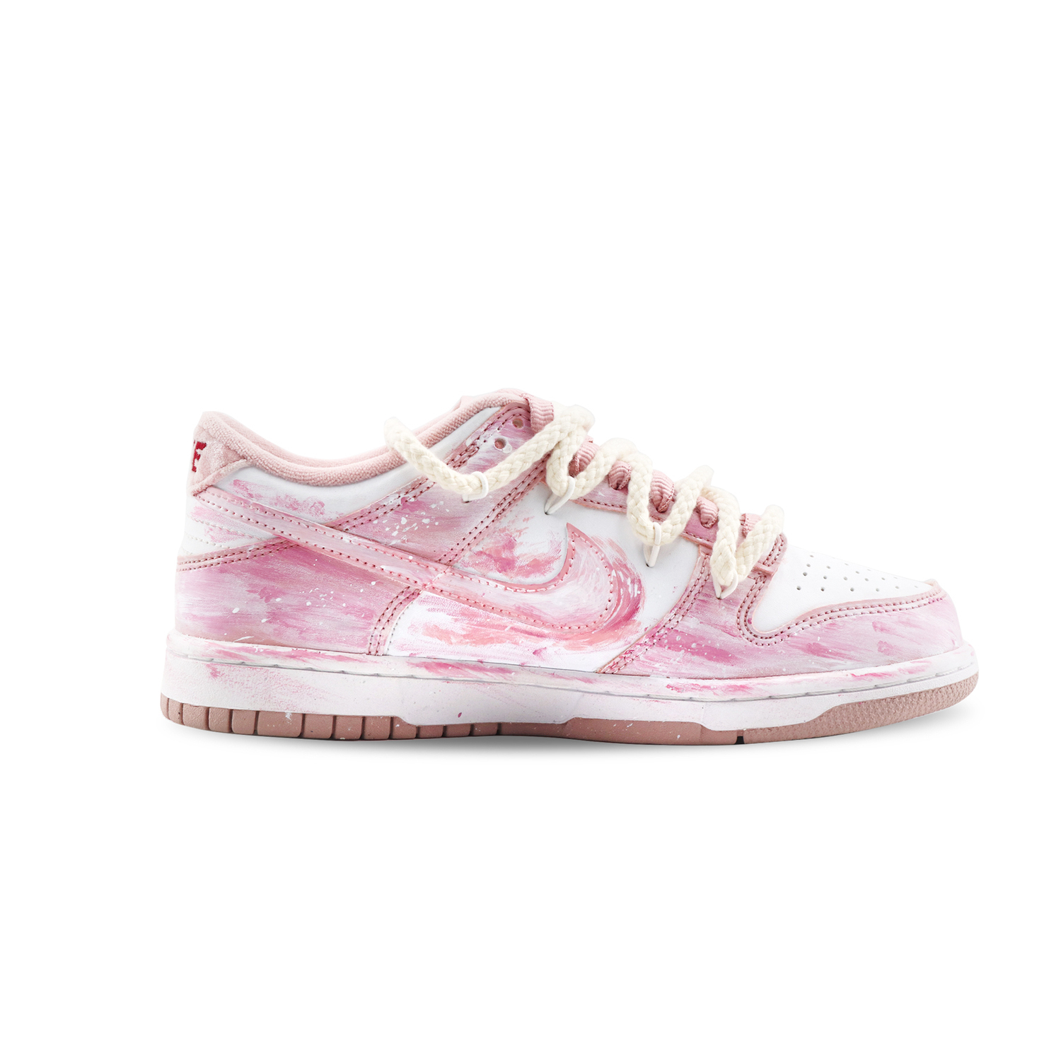 Nike Детские низкие скейтбордистские кроссовки Dunk Pink Velvet, белые и розовые, унисекс — фото 4