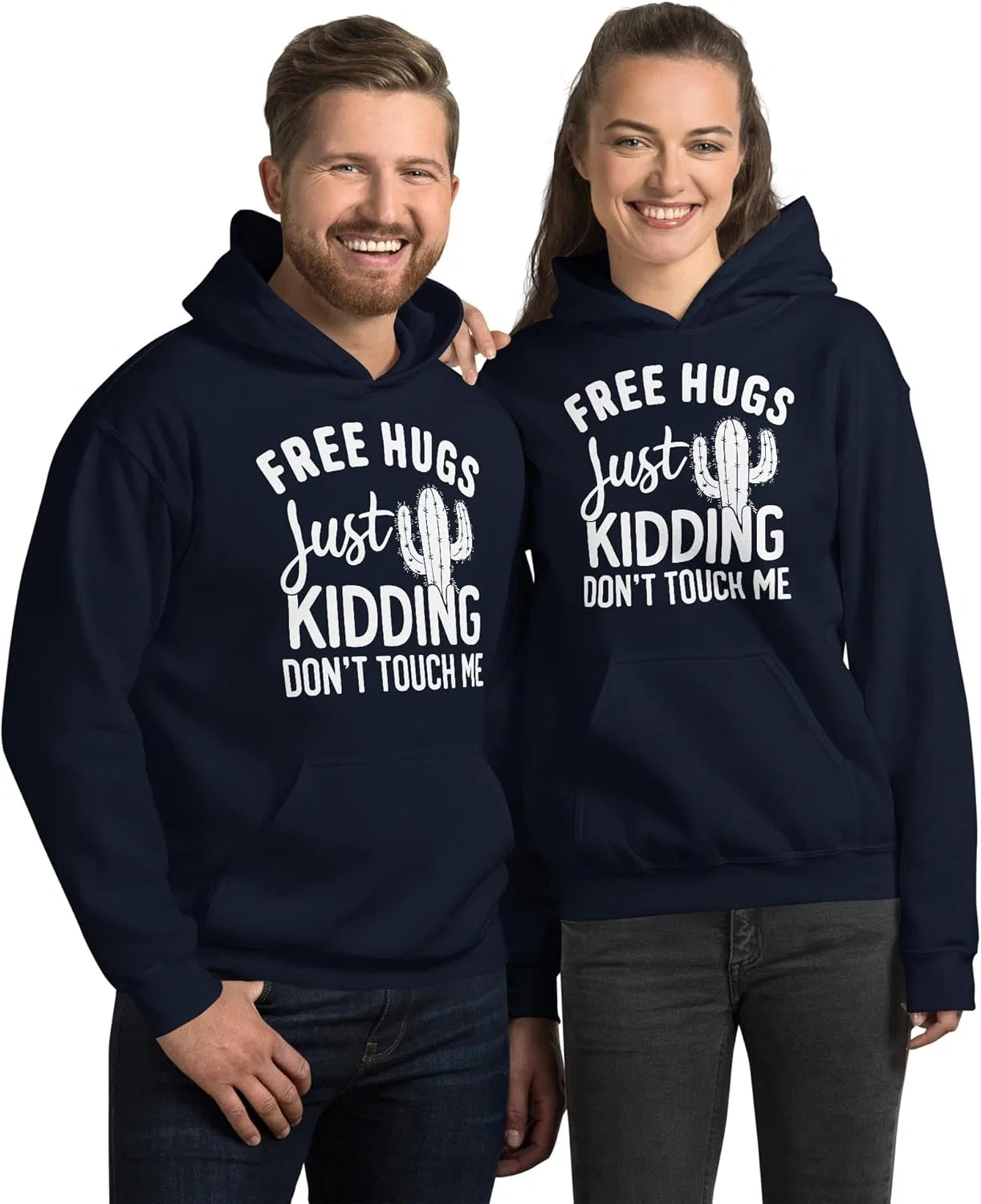 Free Hugs Just Kidding Don't Touch Me Cactus забавный унисекс худи, отличный подарок для любителей кактусов, суккулентов и растений Generic, темно-синий