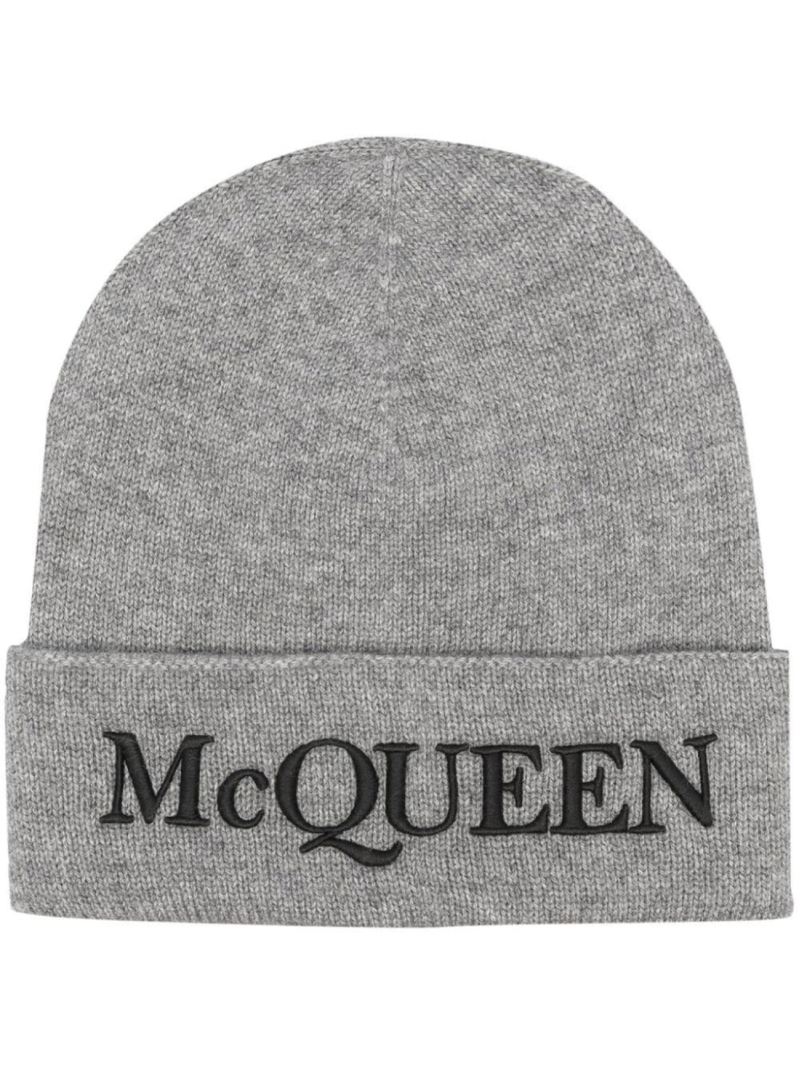 

Alexander McQueen шапка бини в рубчик с вышитым логотипом, серый