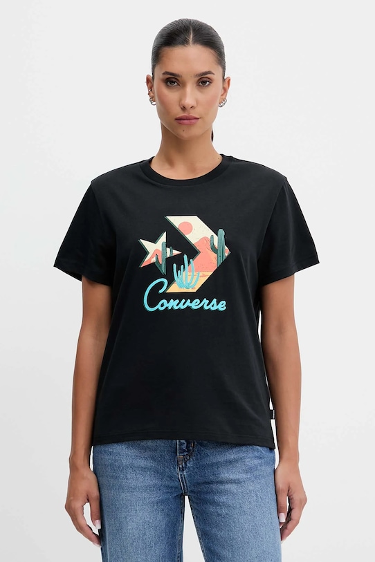 

Хлопковая футболка Converse, черный