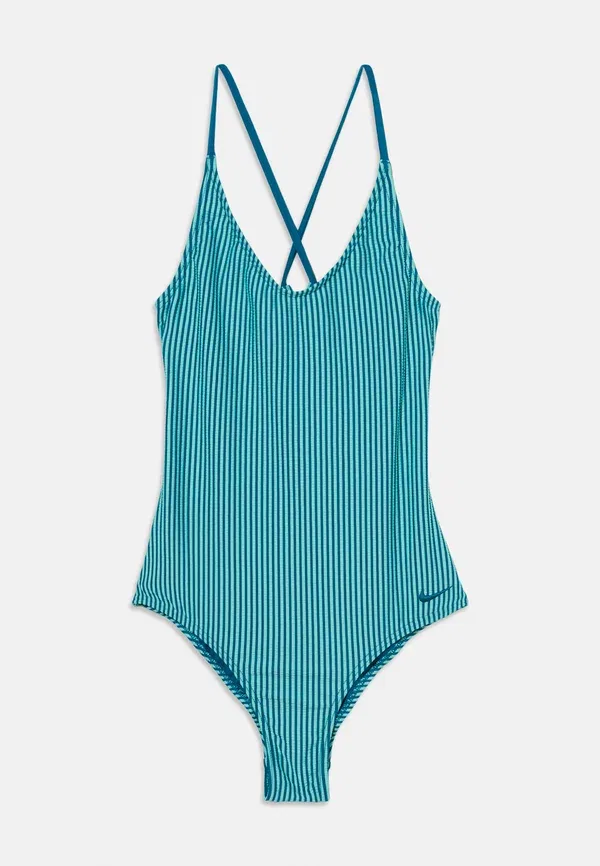 Купальник на шнуровке с рифленой текстурой Nike Swim, выбеленный бирюзовый