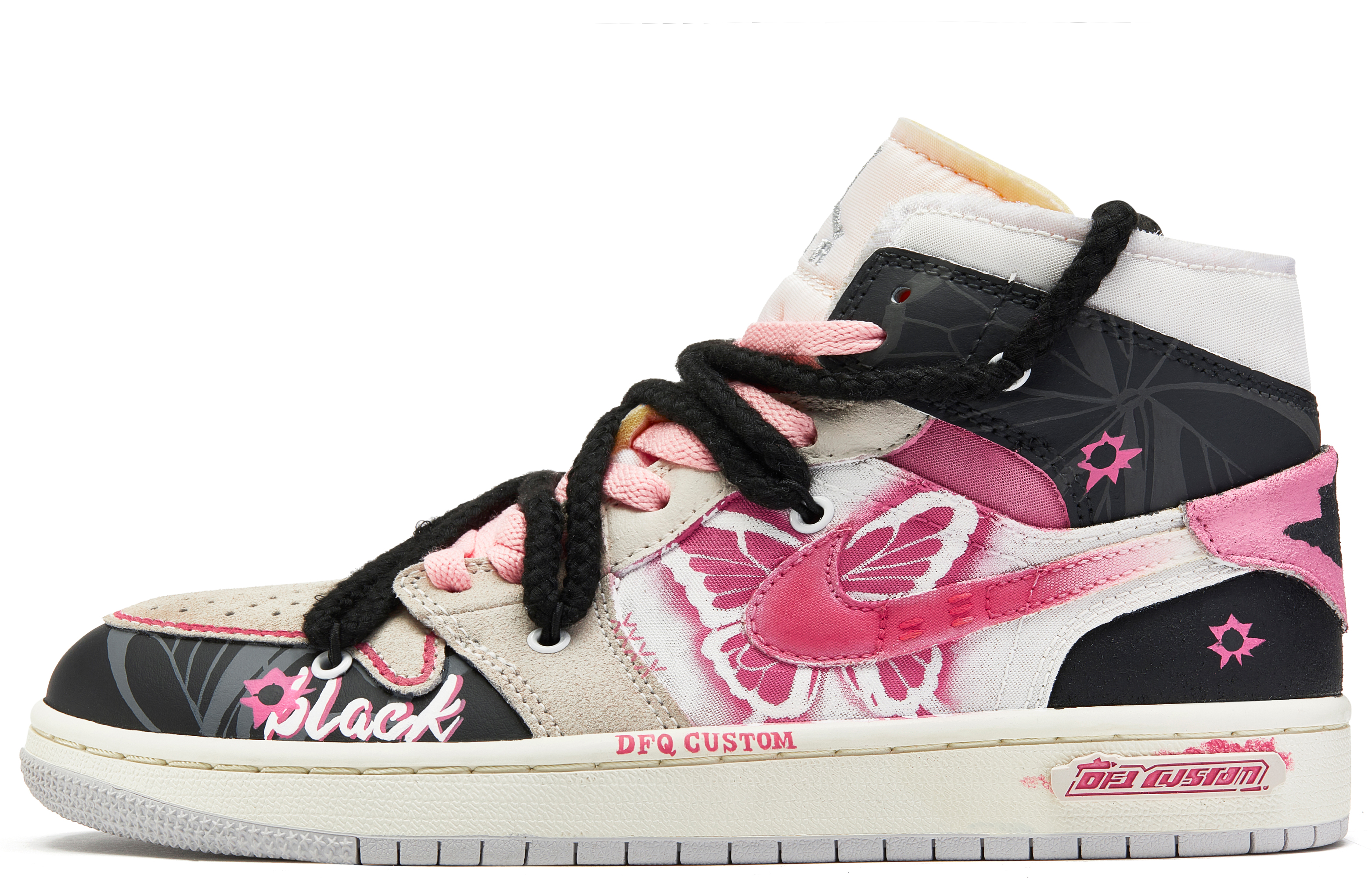 

Кроссовки Air Jordan 1 Vintage Basketball Shoes Men Mid-top Black/pink/white, черный