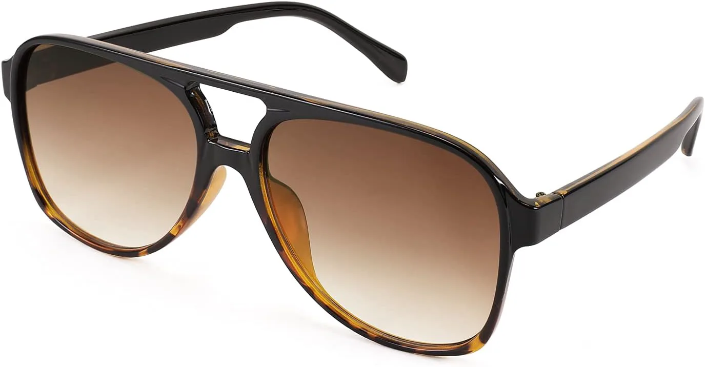 

Винтажные ретро-солнцезащитные очки-авиаторы FEISEDY 70-х годов, пластиковые, для женщин и мужчин, классическая большая квадратная оправа, B2751, Black-leopard