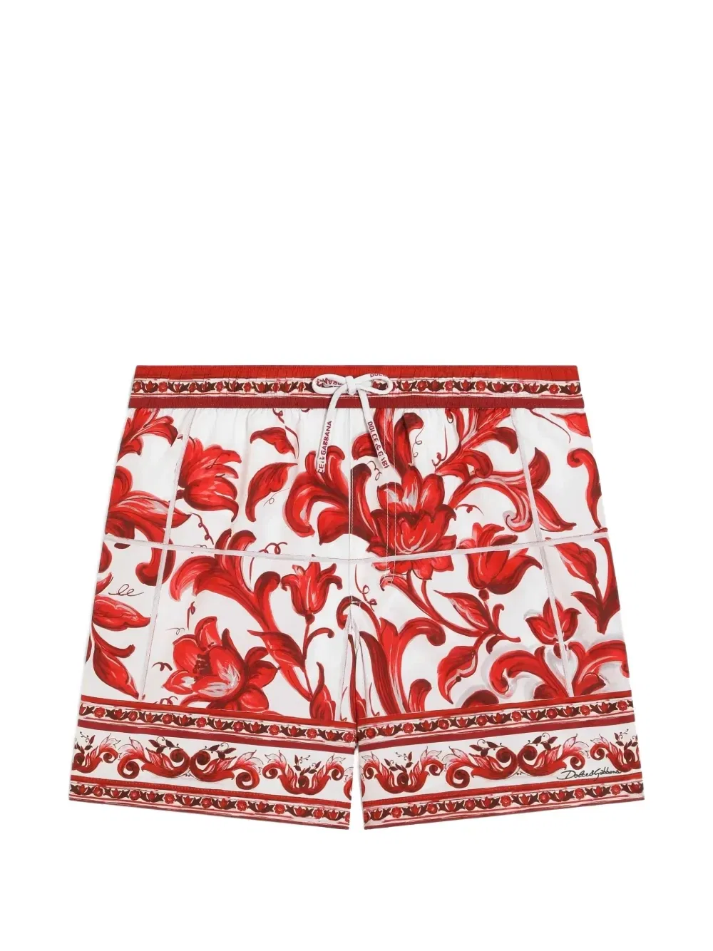 Нейлоновые шорты-боксеры с принтом "Майолика" Dolce & Gabbana Kids, белый