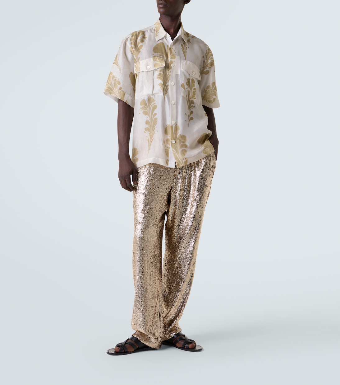 Прямые брюки с пайетками Dries Van Noten, золотой — фото 2