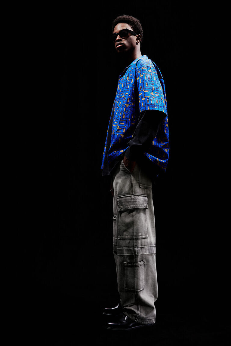 

Брюки-карго baggy fit H&M, серый