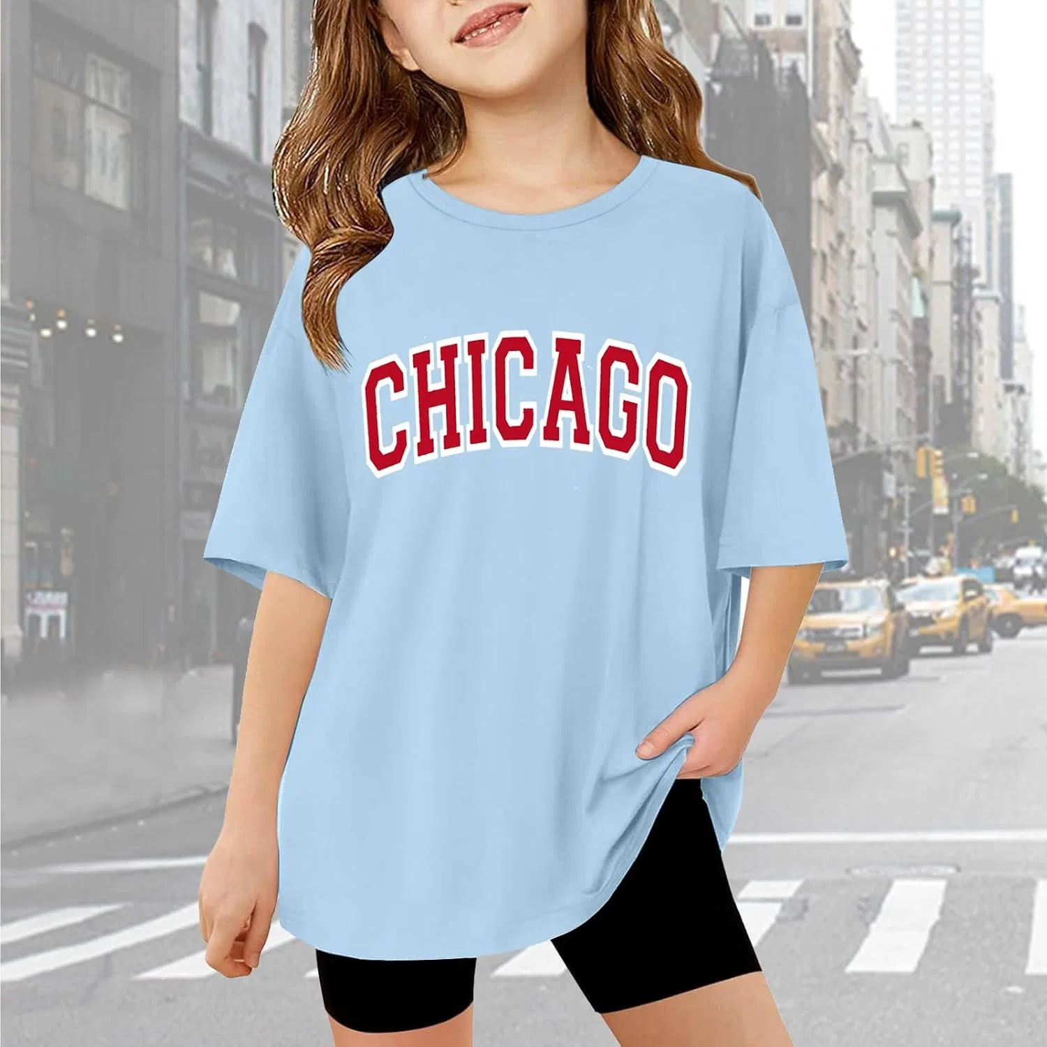 Футболка детская с городским принтом, Activewear, light blue — фото 3
