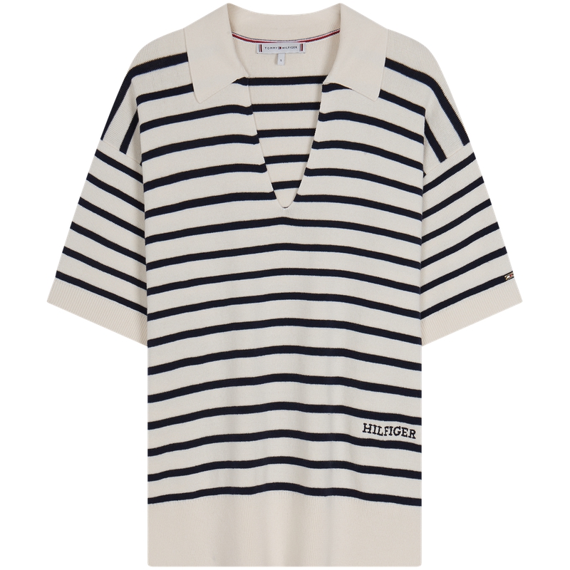 Топ Stripe Short Sleeved Polo Jumper Tommy Hilfiger, синий/красный/бежевый/белый — фото 3