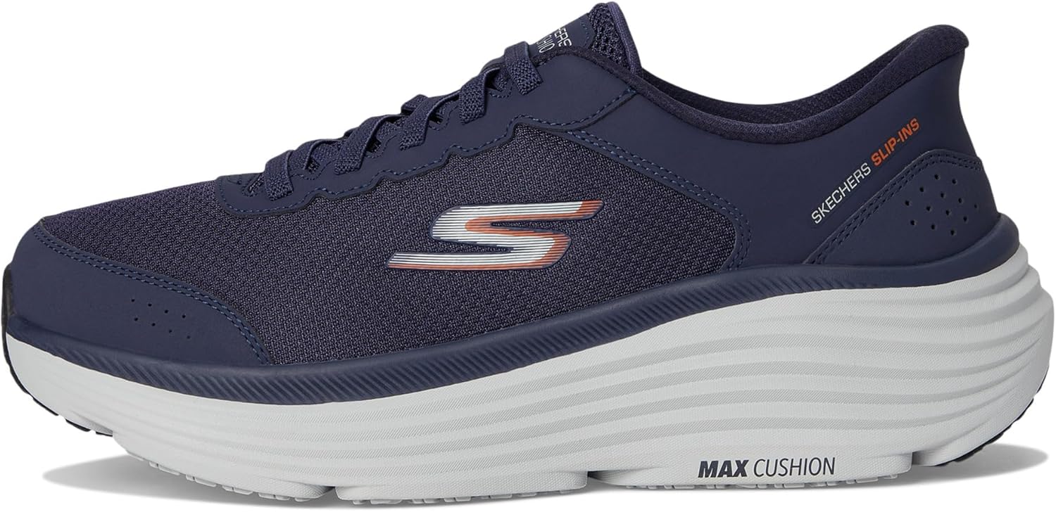 Кроссовки Skechers для мужчин Hands Free Slip-ins Max Cushioning Endeavour - модель Cardova, синий/оранжевый/темно-синий — фото 4