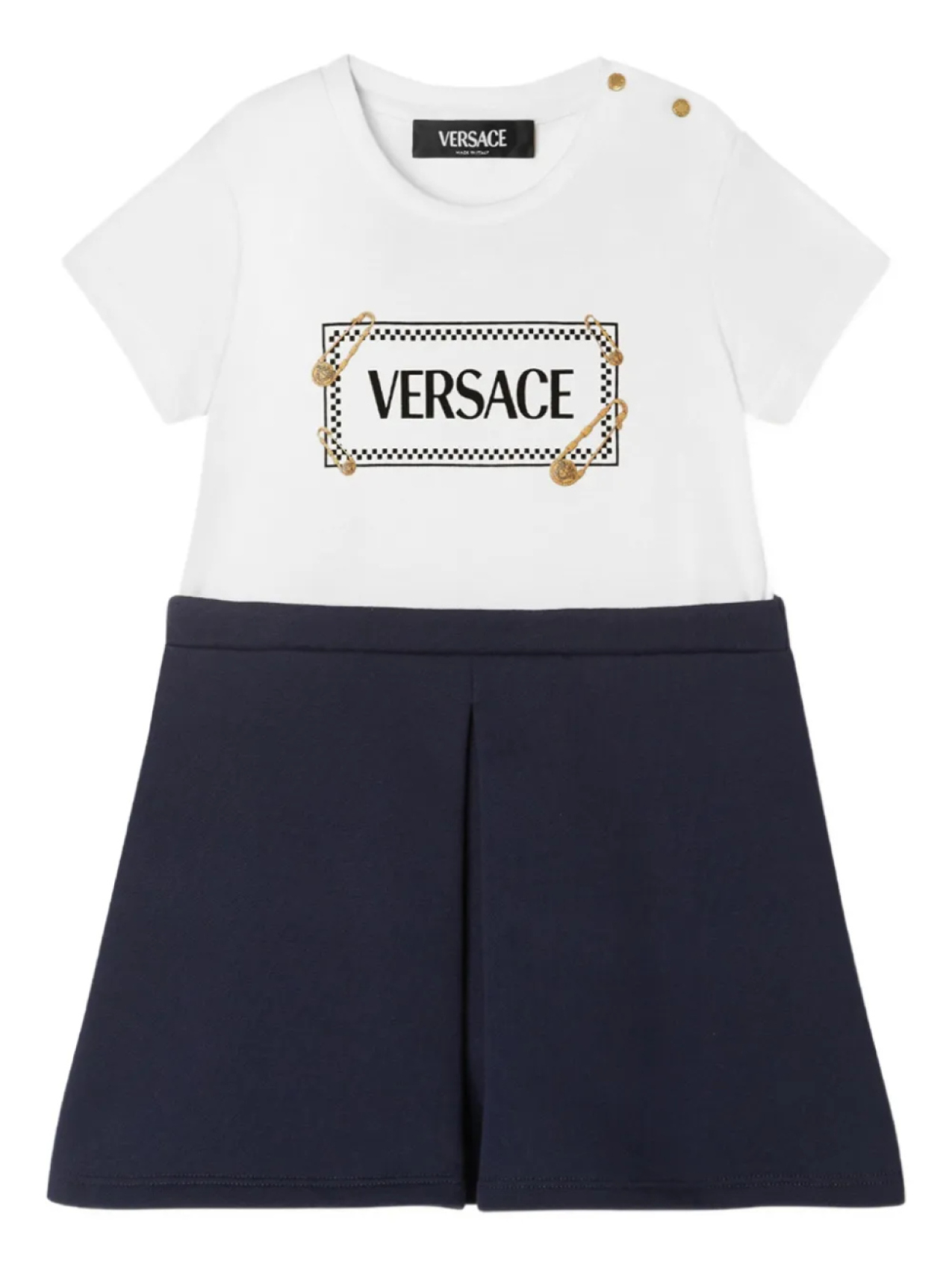 

Детское хлопковое платье с логотипом Versace Kids, белый