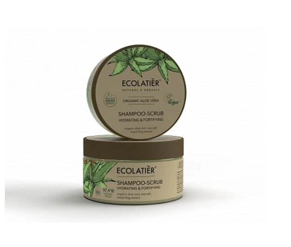 

ECOLATIER Увлажняющий и укрепляющий шампунь-скраб Органический алоэ 300 г