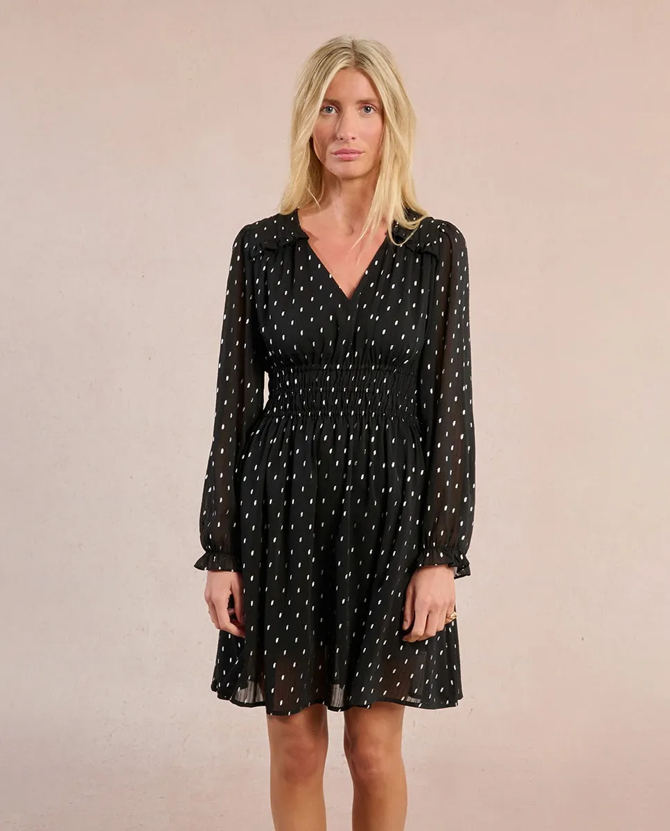 

Короткое платье с длинными рукавами в горох Molly Bracken, черный