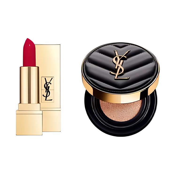 SAINT LAURENT Черный кожаный набор образцов помады Air Cushion с воздушной подушкой, легко растушевывается 1.3g+5g — фото 2