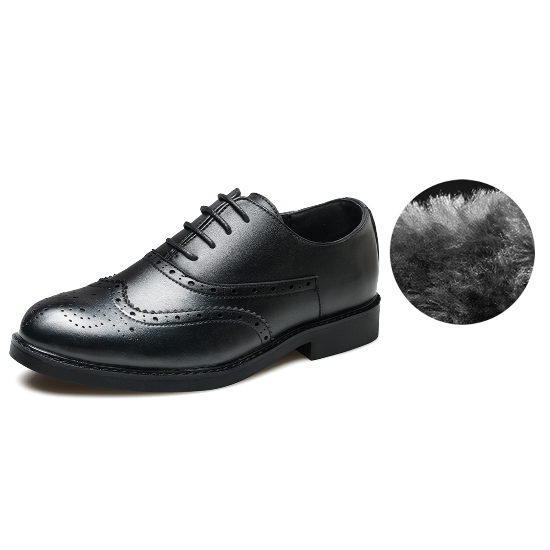 

Мужские туфли SULEGAO 119273 черные на низком каблуке с меховой подкладкой (увеличение роста на 7 см)