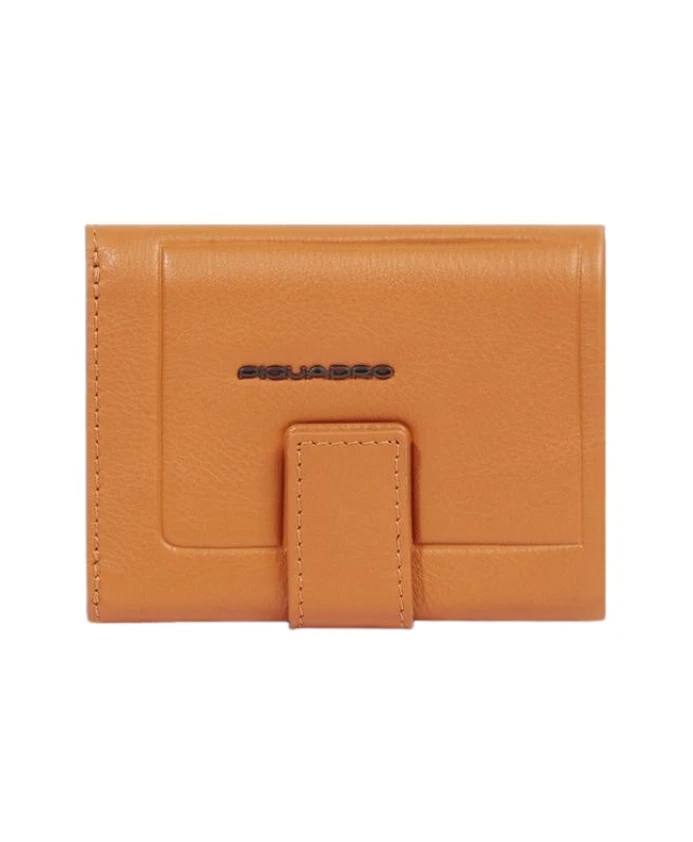 

Мужской карманный кошелек с задним отделением для монет и слотами для кредитных карт, с защитой от RFID-сканирования. Piquadro, оранжевый