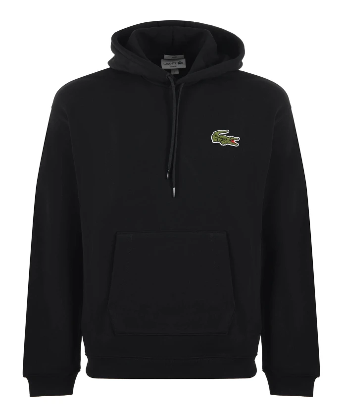 

Свитер свободного кроя с капюшоном Lacoste, черный