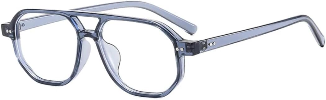 

Солнцезащитные очки для мужчин и женщин - защита UV400 - двойные перемычки, прозрачные линзы Ocean, заклепки, для занятий спортом на открытом воздухе и вождения DSVIGF, Blue Clear