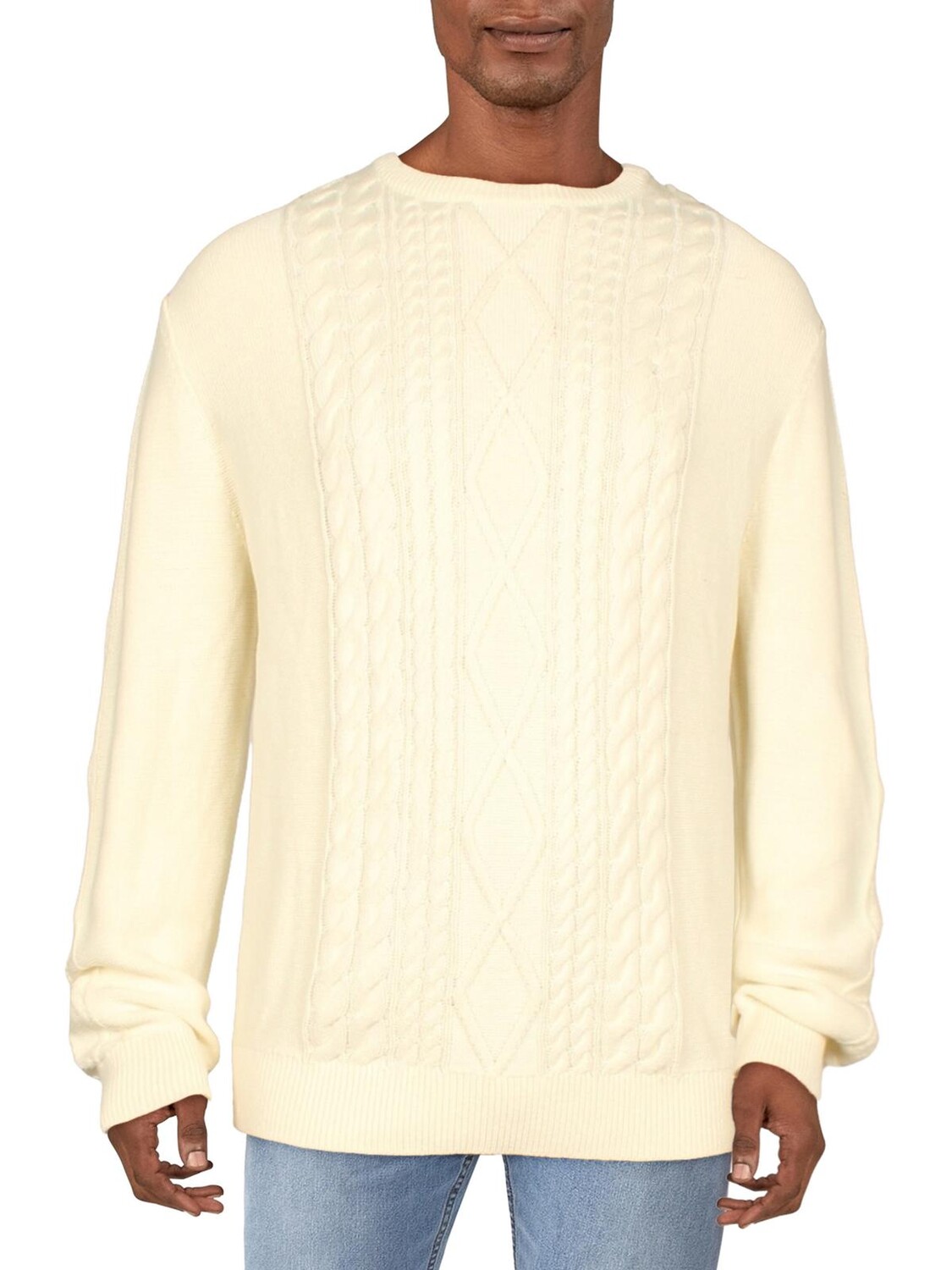 

Мужской хлопковый свитер с круглым вырезом в рубчик Nautica, цвет Sail Cream