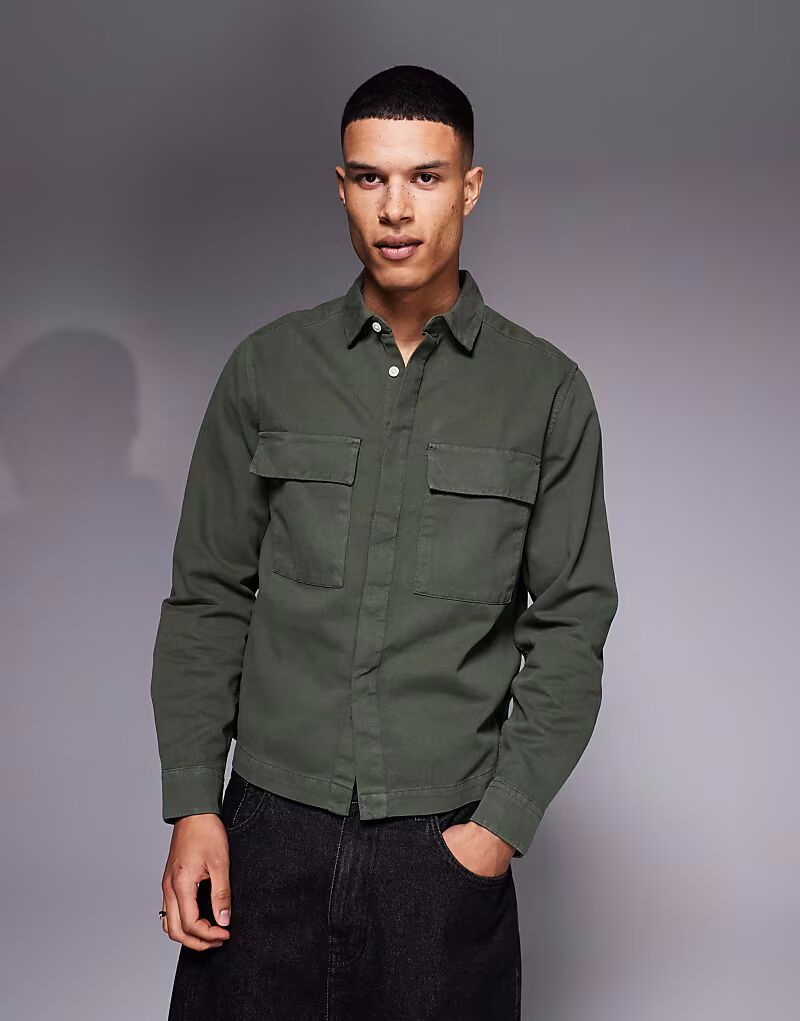 

Рубашка свободного кроя ASOS DESIGN цвета хаки