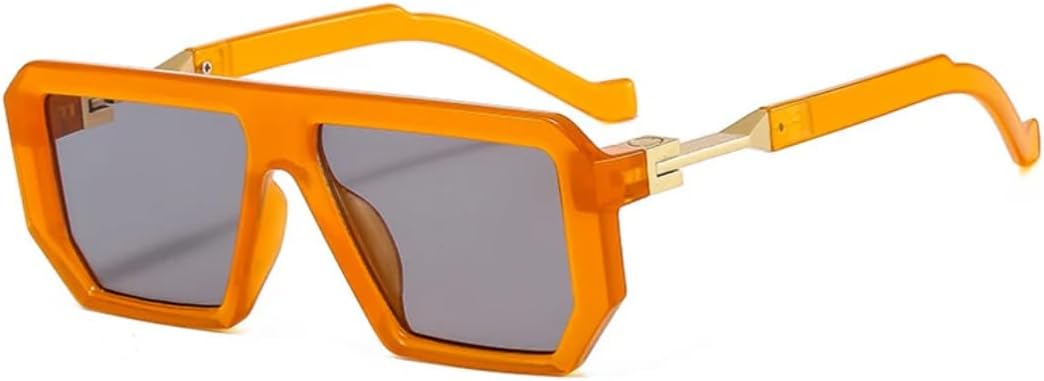 

Солнцезащитные очки для мужчин и женщин - защита UV400 - маленькая оправа, цветные линзы Jelly Color, для занятий спортом на открытом воздухе и вождения DSVIGF, Orange Light Gray