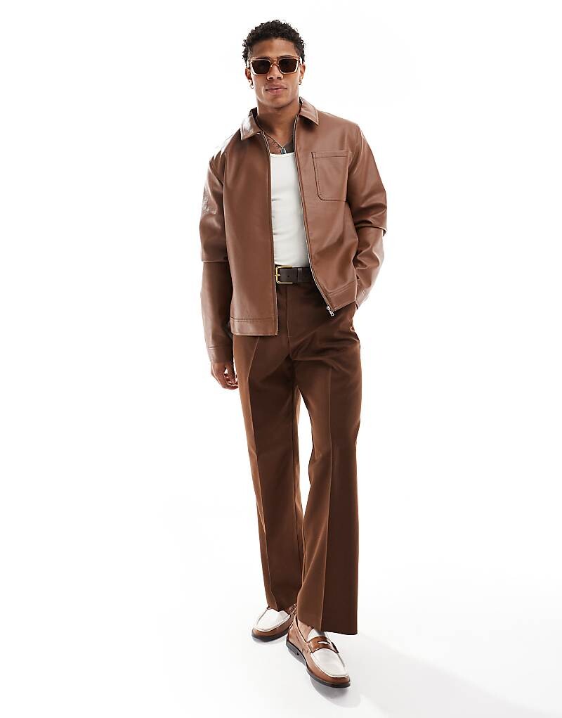 

ASOS DESIGN - Светло-коричневая куртка Харрингтон из искусственной кожи