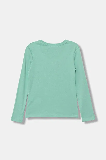 Лонгслив детский из хлопка United Colors of Benetton, бирюзовый — фото 2
