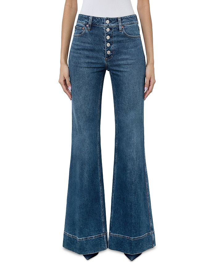 

Широкие джинсы Missa High Rise Exposed Button в цвете Lola Blue Alice and Olivia, синий